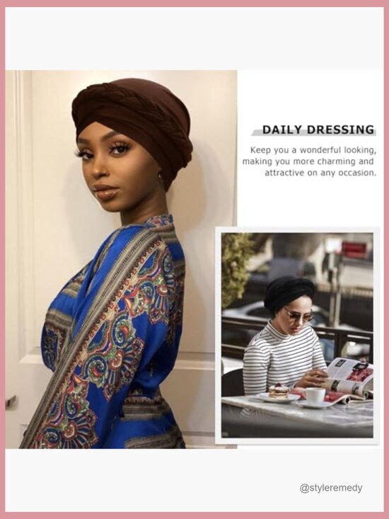 Pre-Tied Twisted Braids Turban Headwrap Chemo Cap Beanie main image 7